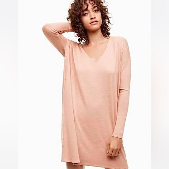 Aritzia Dresses & Skirts - Aritzia Wilfred Free Gail Pocket Tunic Sweater Dress Heather Brown Long Sleeve